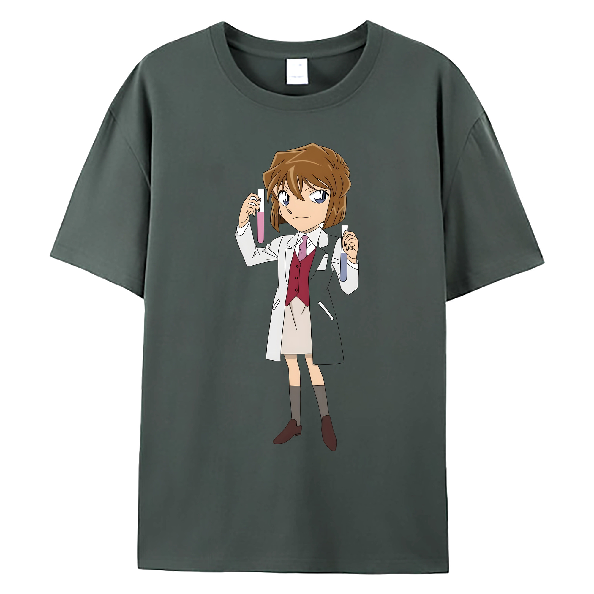（画像用） 名探偵コナン 灰原 哀 はいばら あい Detective Conan Anita Hailey、Vi Graythorn Haibara Ai 綿100％ メンズ半袖Tシャツ｜肌触りやわらか＆通気性